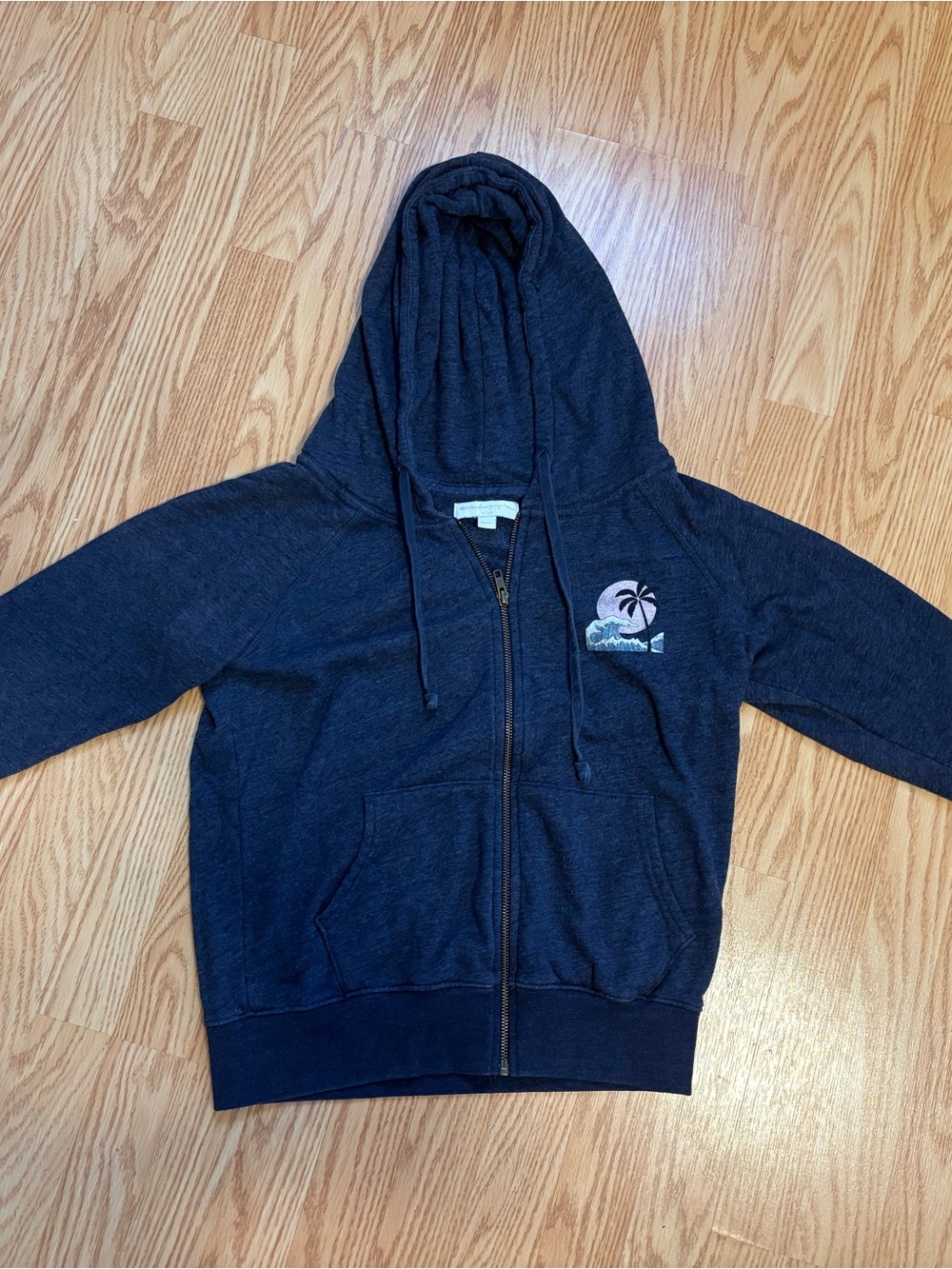 Spiritual Gangster Beach Hamsa Bonfire Hoodie in Navy size medium zip